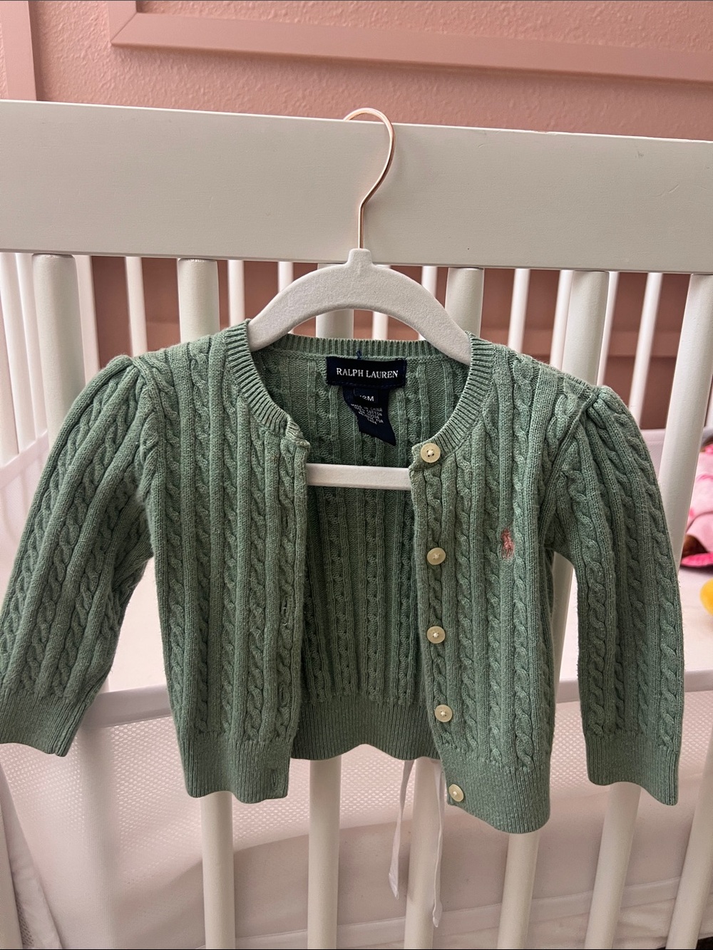 Ralph Lauren Girls Cable Knit Cardigan in Sage